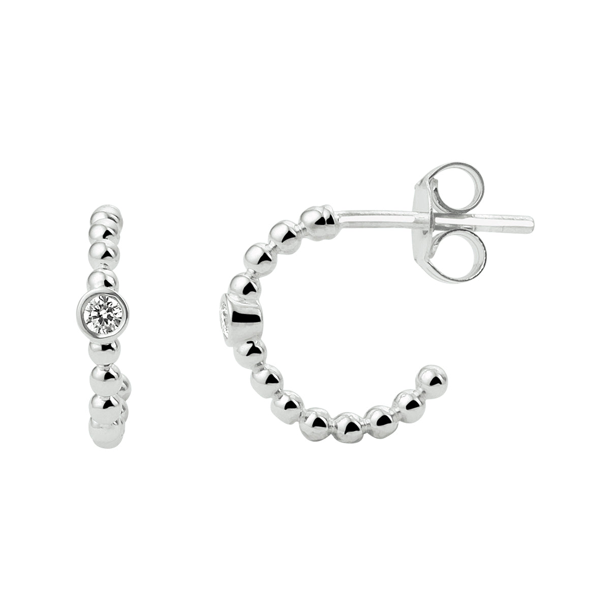 Stekeroorringen bolletjes zirkonia zilver gerhodineerd