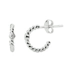 Stekeroorringen gedraaid zirkonia zilver gerhodineerd