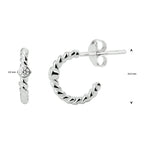 Stekeroorringen gedraaid zirkonia zilver gerhodineerd