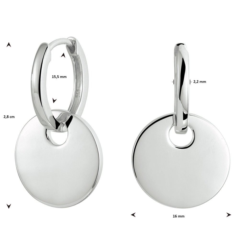 Oorringen rond zilver gerhodineerd