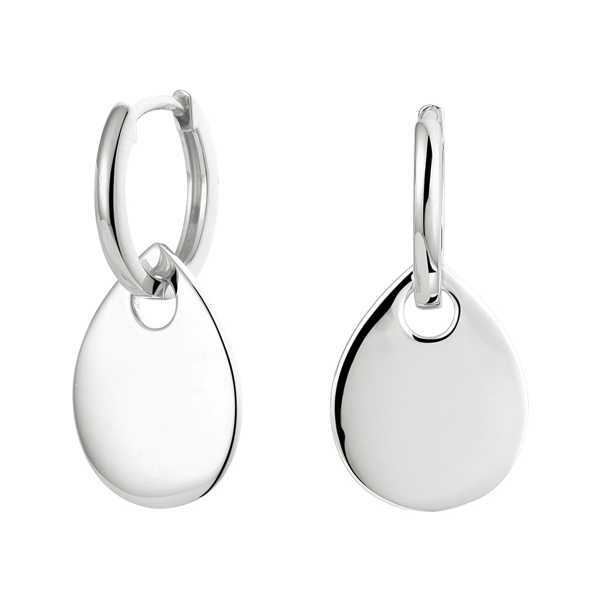 Oorringen druppel zilver gerhodineerd