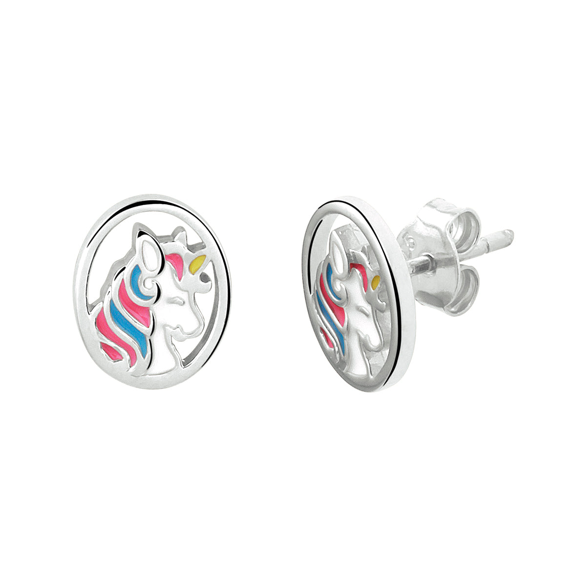 Oorknoppen eenhoorn zilver gerhodineerd