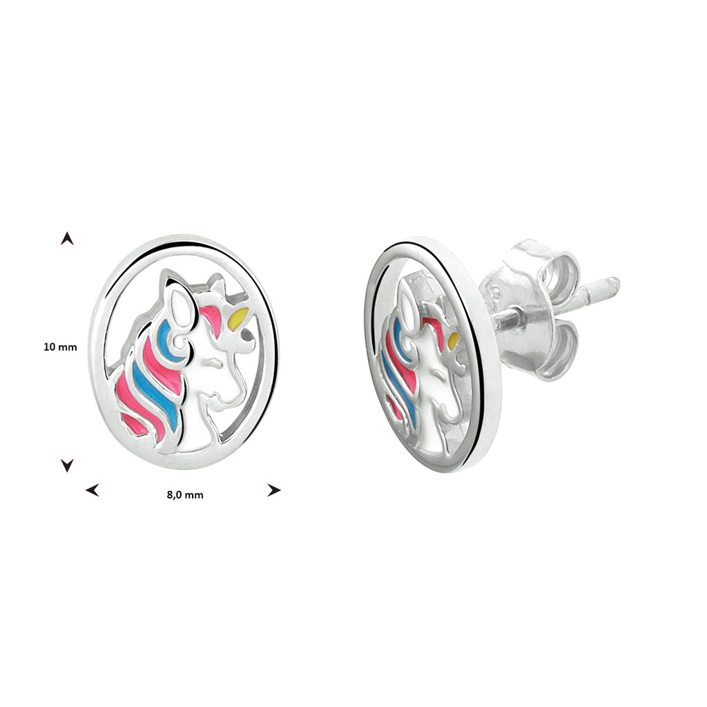 Oorknoppen eenhoorn zilver gerhodineerd