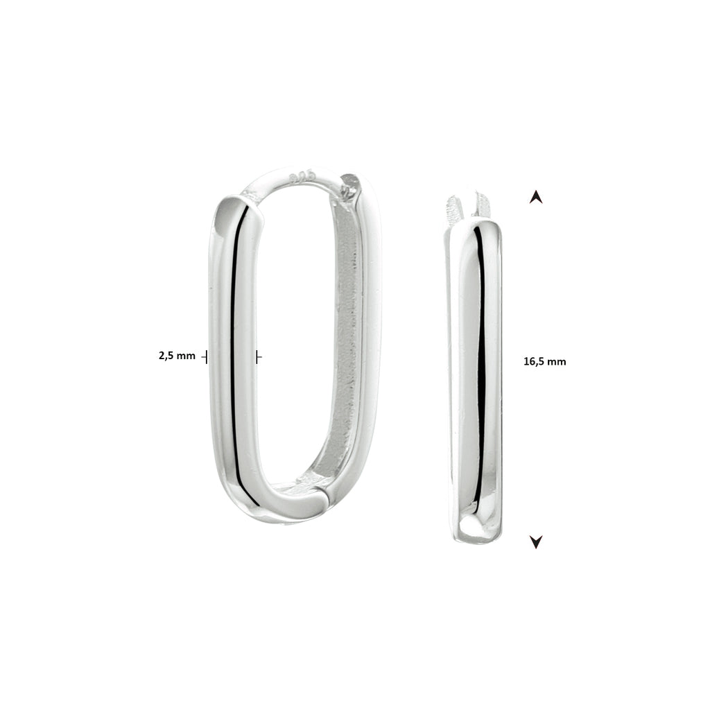 Klapoorringen paperclip zilver gerhodineerd