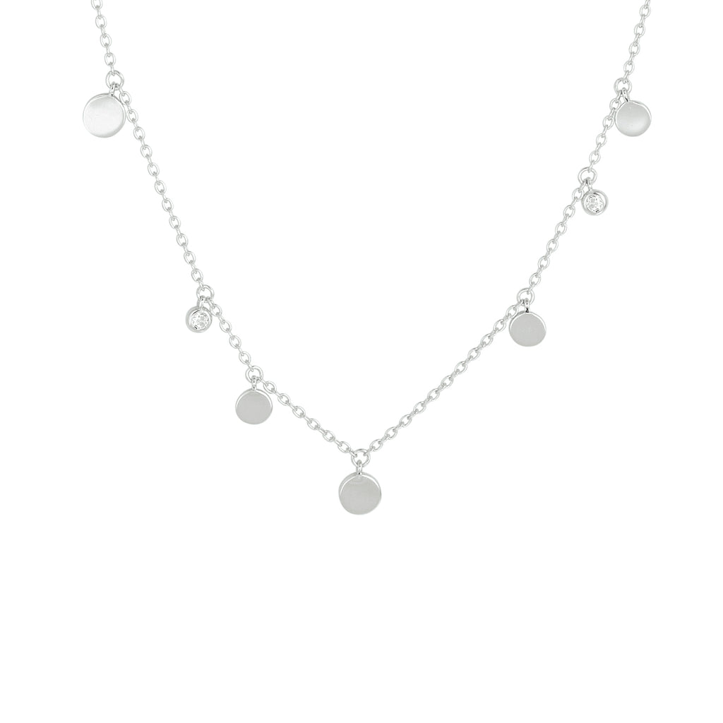 Collier rondjes zirkonia 41 + 4 cm zilver gerhodineerd