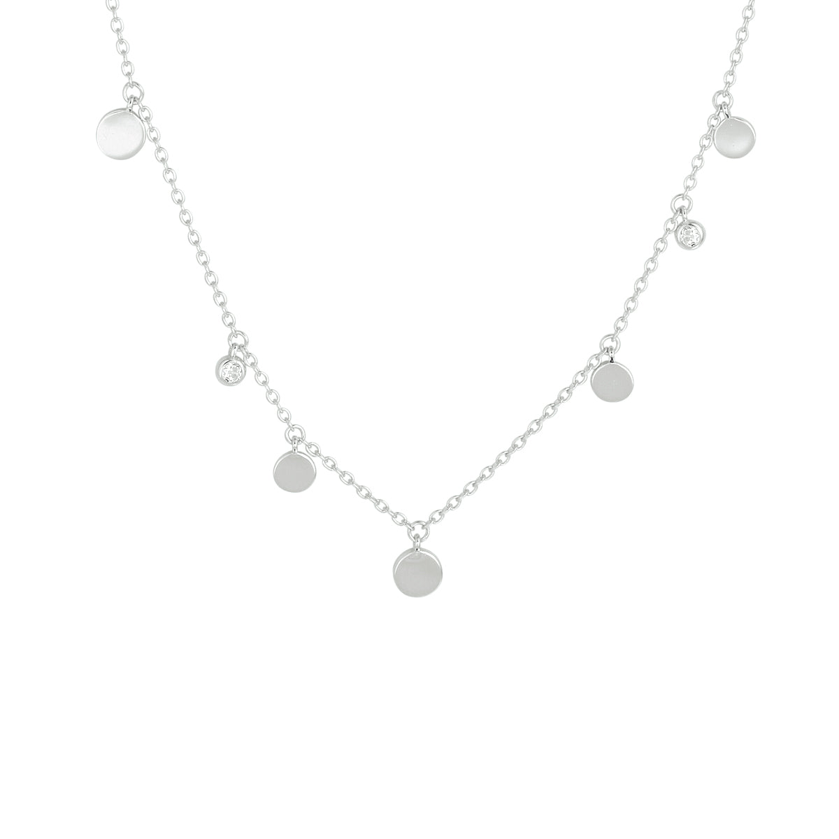 Collier rondjes zirkonia 41 + 4 cm zilver gerhodineerd