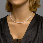 Collier parel 4,0 mm 41 + 4 cm zilver gerhodineerd