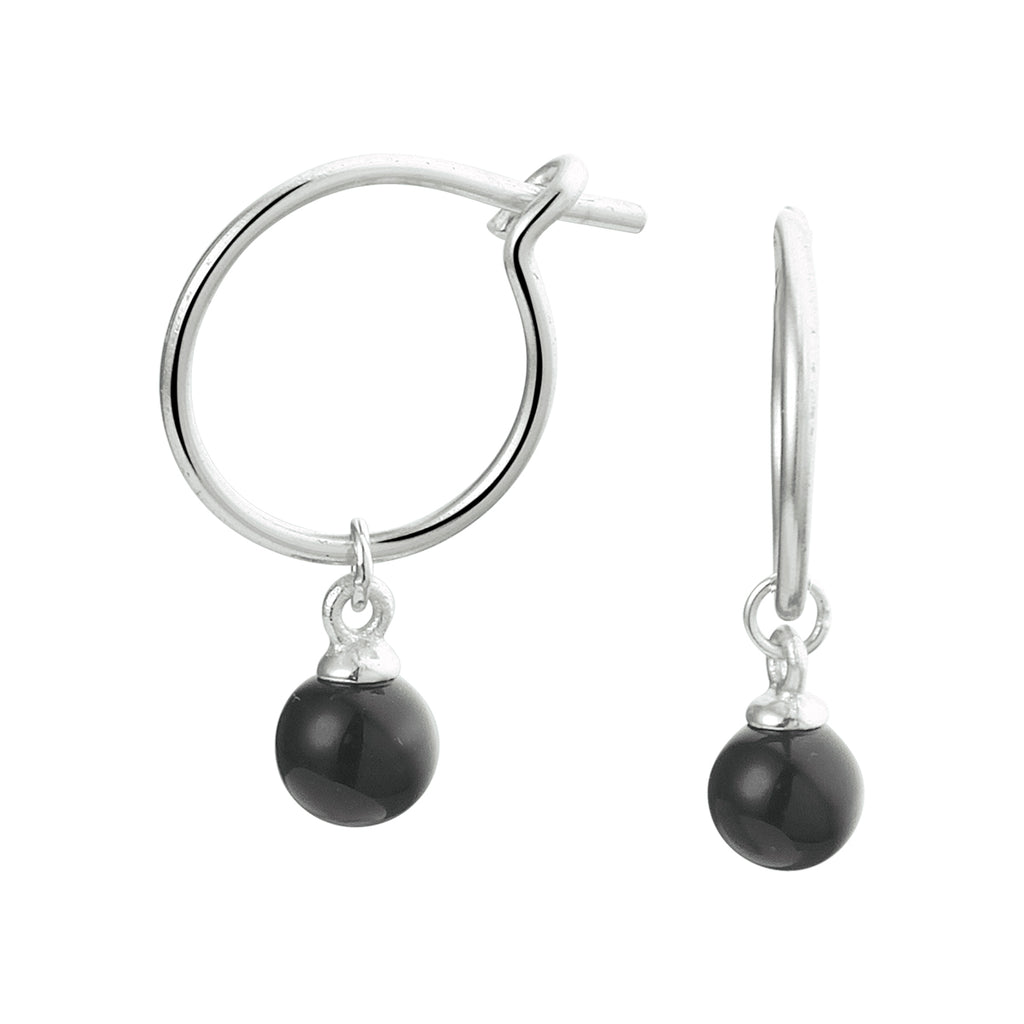 Oorringen onyx zilver gerhodineerd