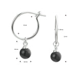 Oorringen onyx zilver gerhodineerd