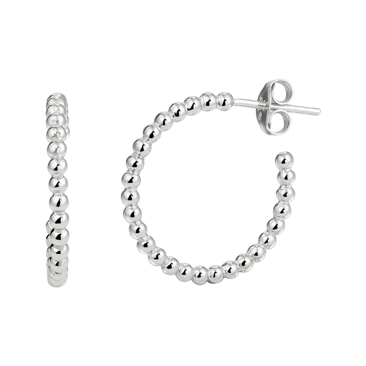 Stekeroorringen bolletje zilver gerhodineerd