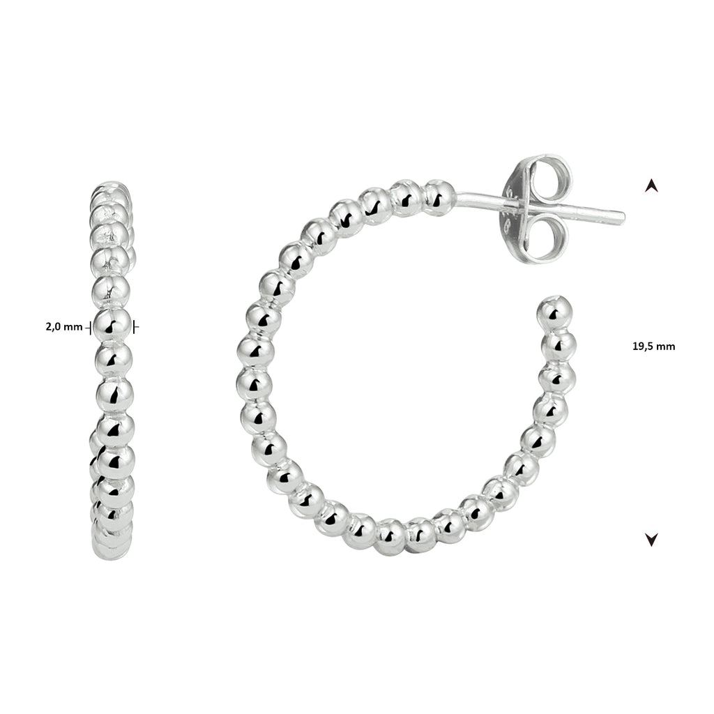 Stekeroorringen bolletje zilver gerhodineerd