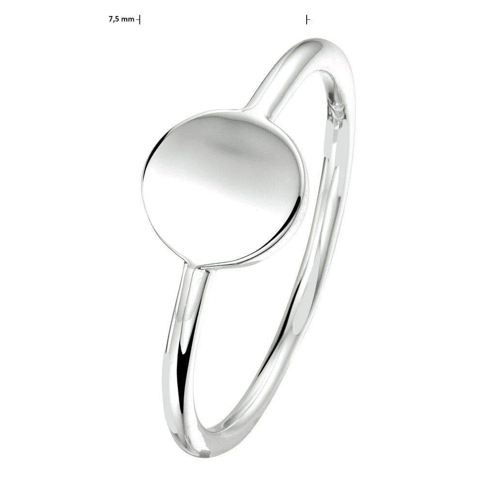 Ring rondje zilver gerhodineerd