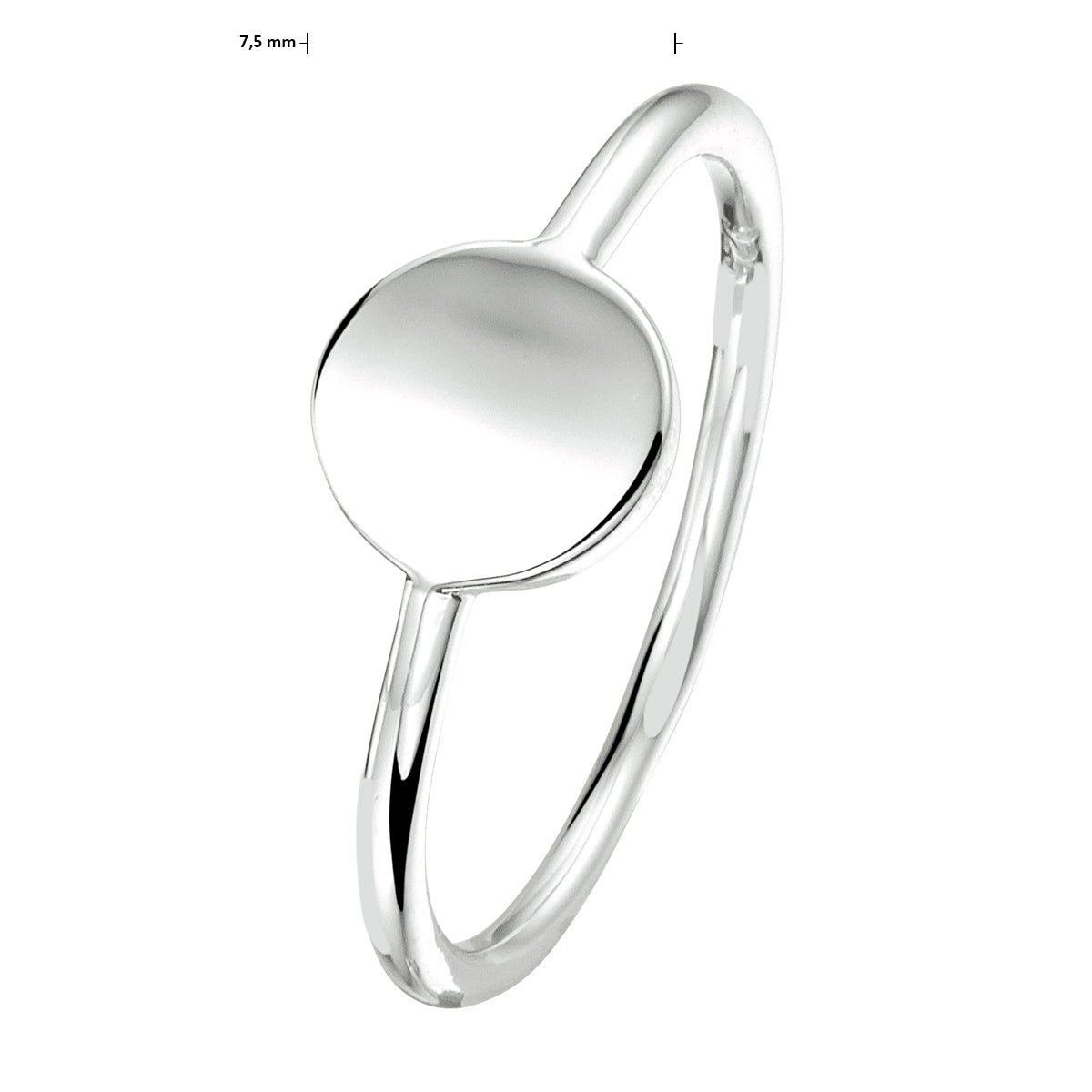 Ring rondje zilver gerhodineerd