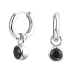 Klapoorringen zwart zirkonia zilver gerhodineerd