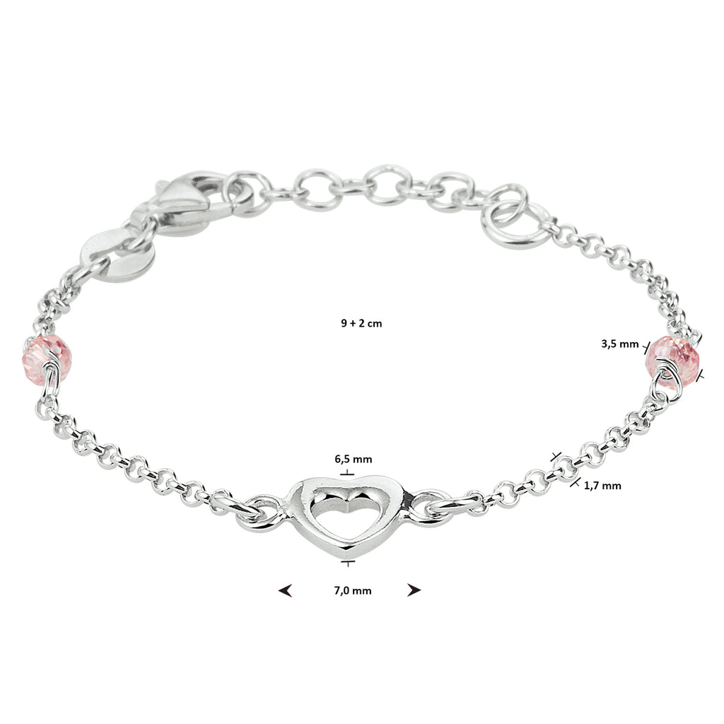 Kinderarmband hart zilver gerhodineerd