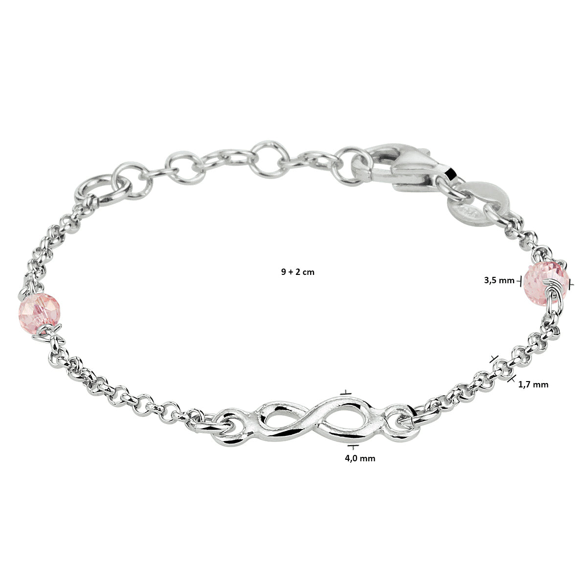 Kinderarmband infinity zilver gerhodineerd