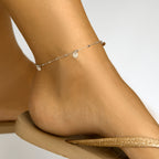 Enkelbandje rondjes 24 + 2 cm zilver gerhodineerd