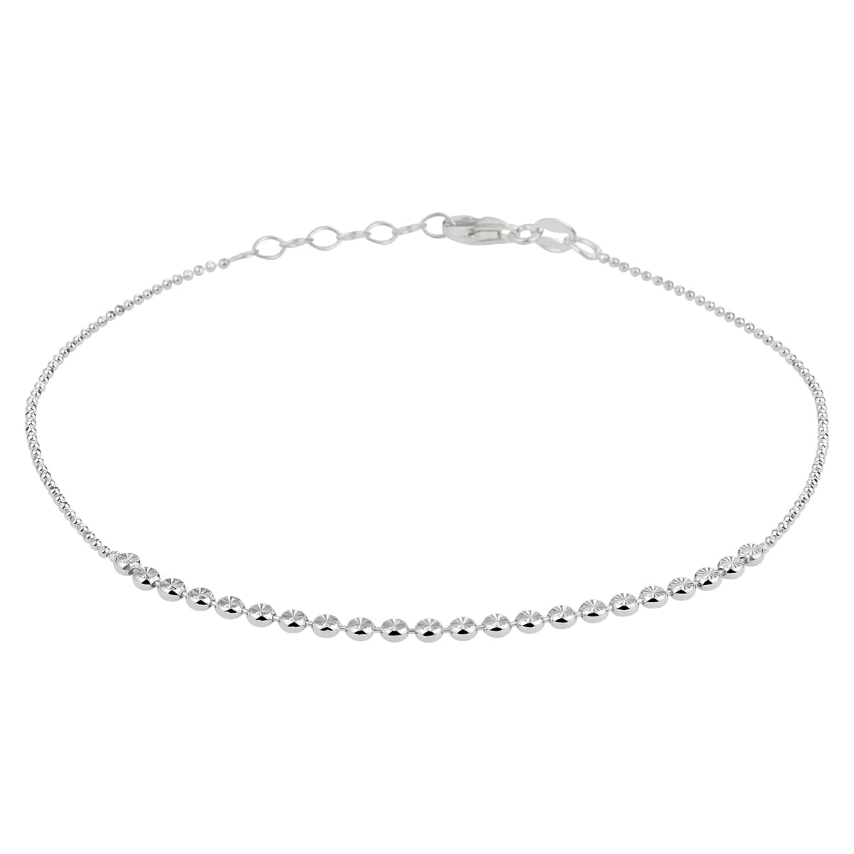 Enkelbandje gediamanteerd 1,2 mm 24 + 2 cm zilver gerhodineerd