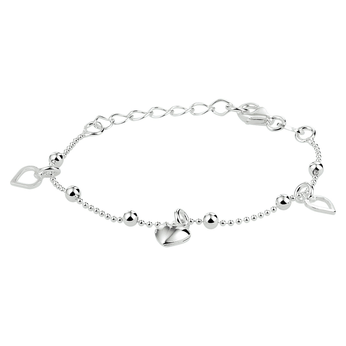Armband hart 13 + 3 cm zilver gerhodineerd