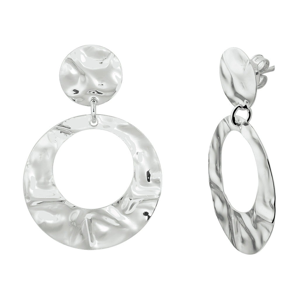 Oorhangers gehamerd zilver gerhodineerd