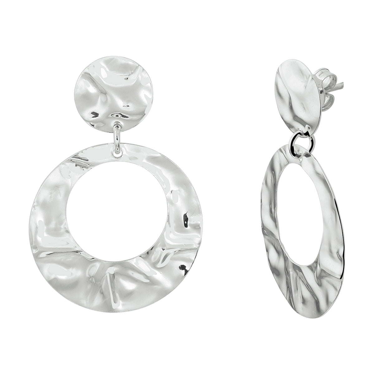 Oorhangers gehamerd zilver gerhodineerd