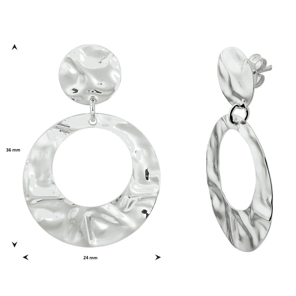 Oorhangers gehamerd zilver gerhodineerd