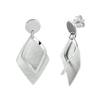 Oorhangers ruit poli/mat zilver gerhodineerd