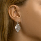 Oorhangers ruit poli/mat zilver gerhodineerd