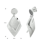 Oorhangers ruit poli/mat zilver gerhodineerd