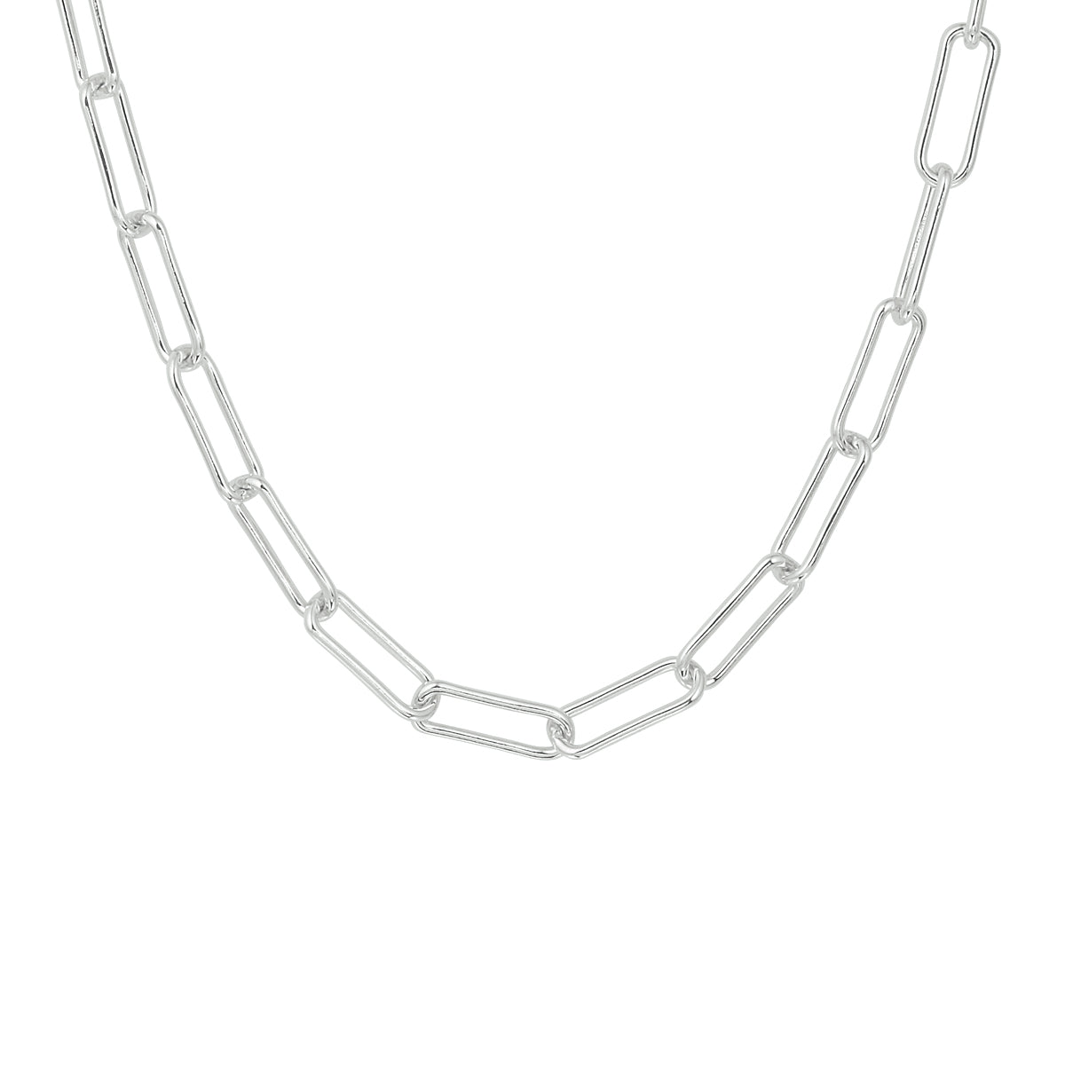 Collier paperclip ronde buis 5,0 mm 45 cm zilver gerhodineerd