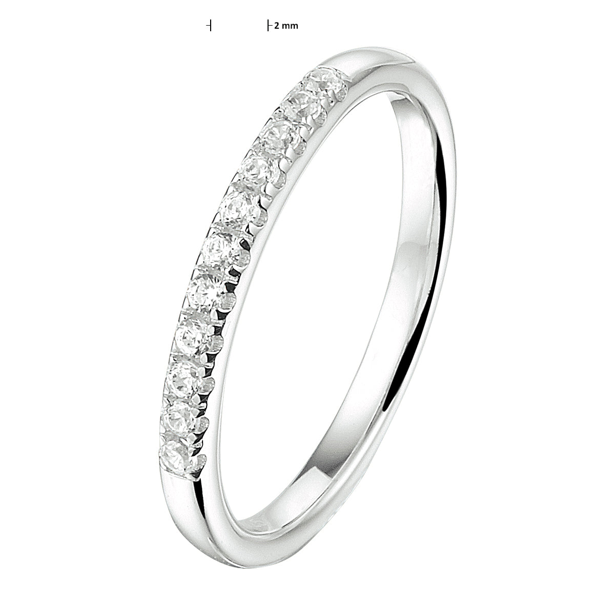 Ring zirkonia zilver gerhodineerd