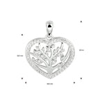 Hanger hart levensboom zilver gerhodineerd