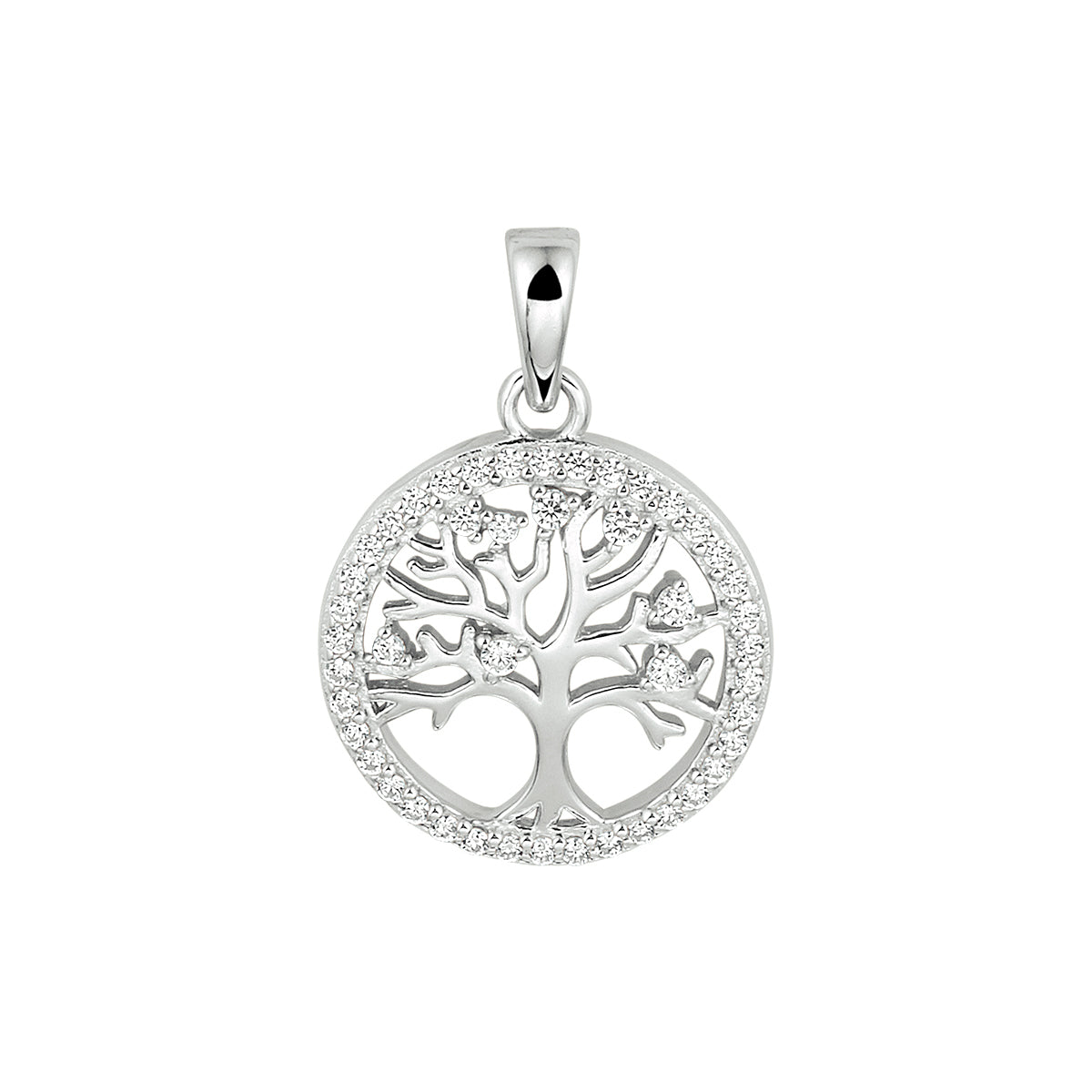 Hanger levensboom zirkonia zilver gerhodineerd