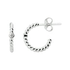 Stekeroorringen gedraaid zirkonia zilver gerhodineerd