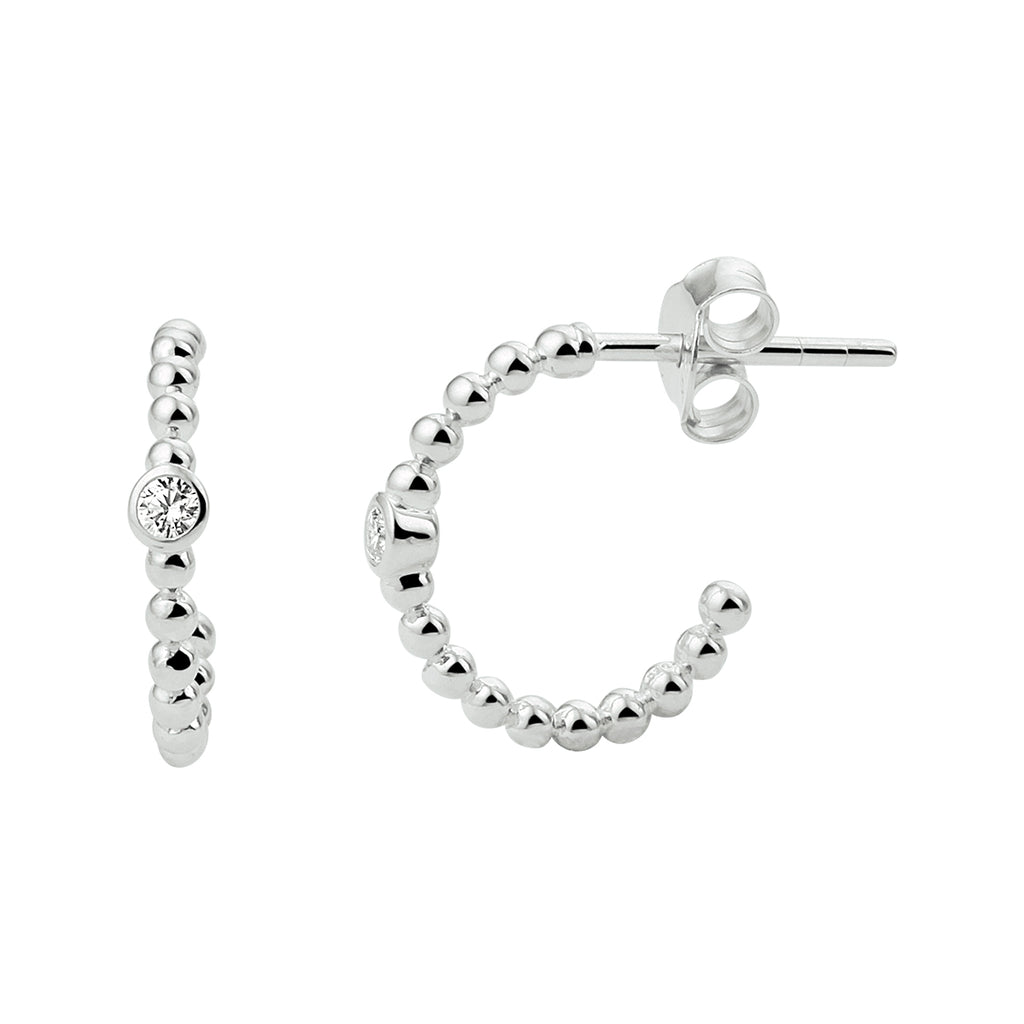 Stekeroorringen bolletjes zirkonia zilver gerhodineerd