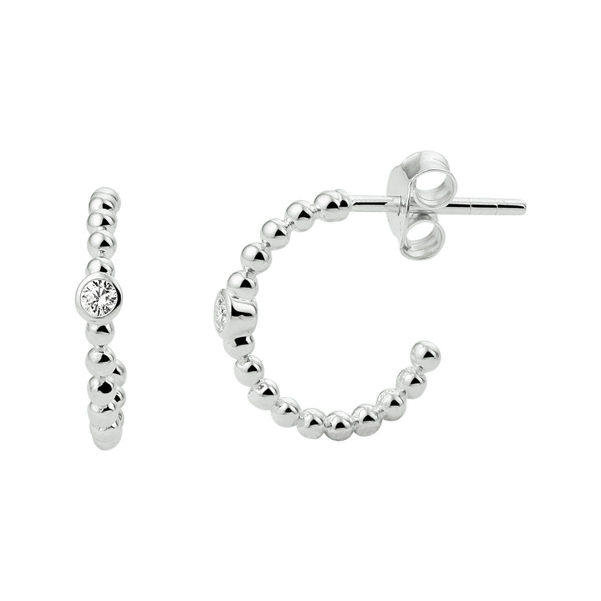 Stekeroorringen bolletjes zirkonia zilver gerhodineerd