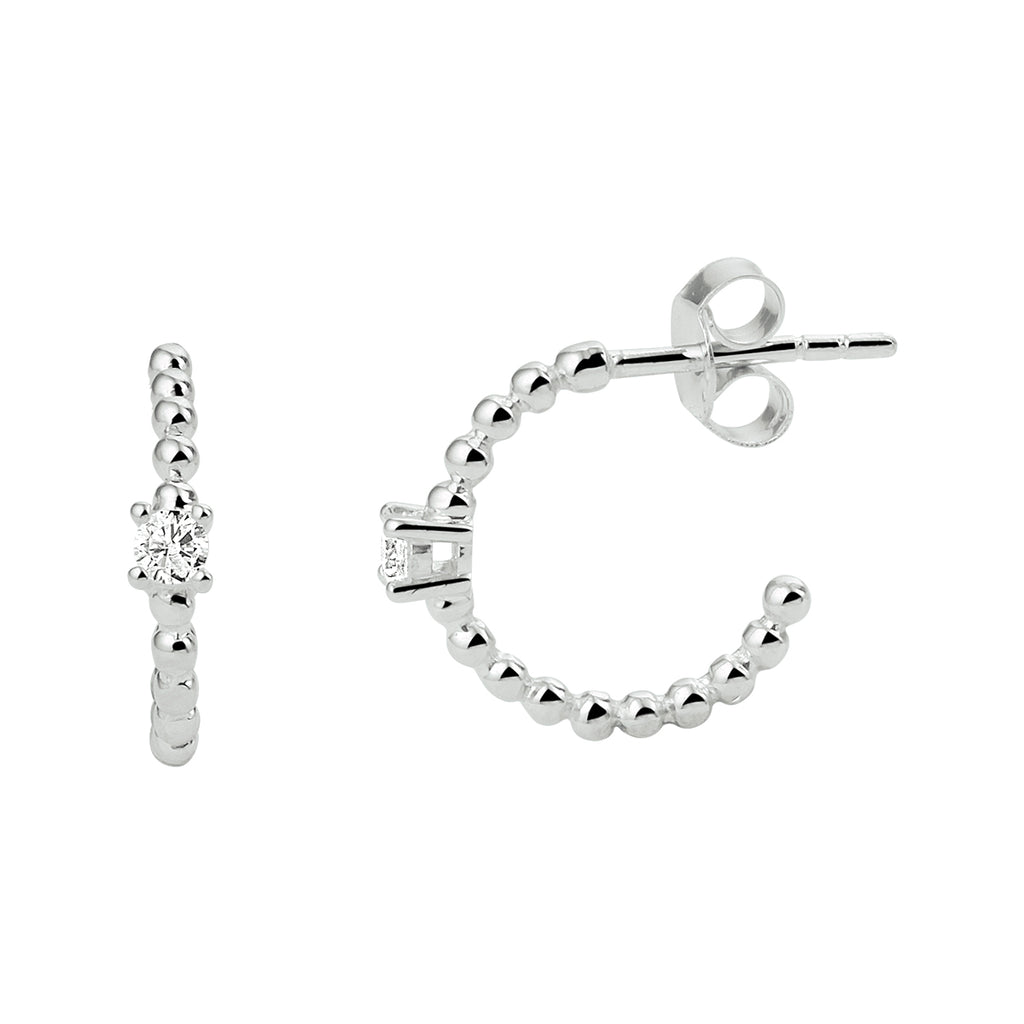 Stekeroorringen bolletjes zirkonia zilver gerhodineerd