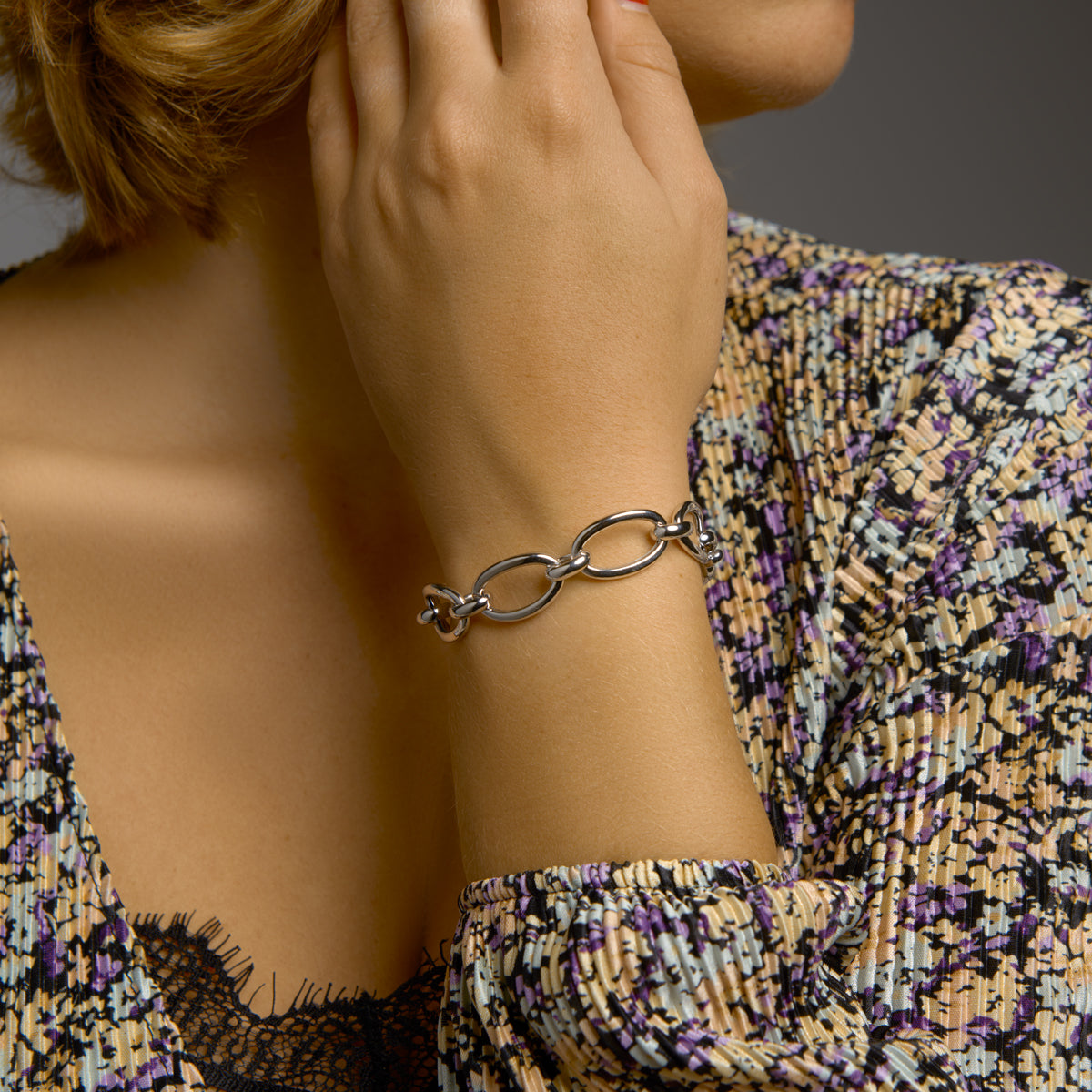 Armband 14 mm met groot springslot zilver gerhodineerd