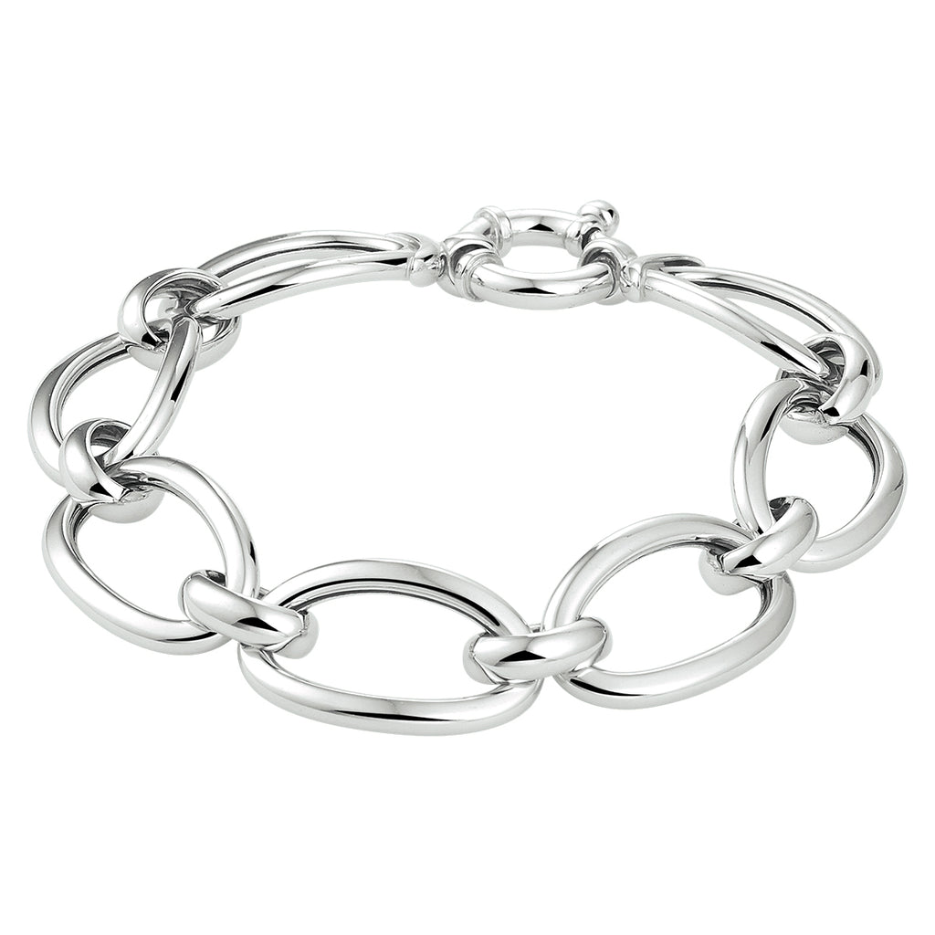 Armband 14 mm met groot springslot zilver gerhodineerd