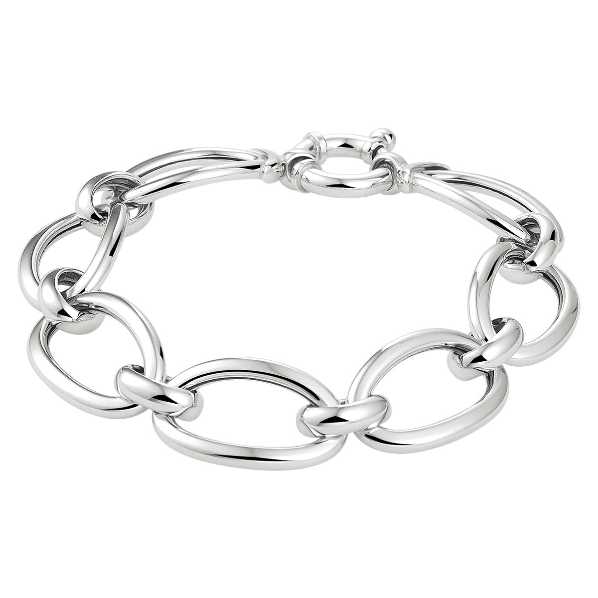Armband 14 mm met groot springslot zilver gerhodineerd