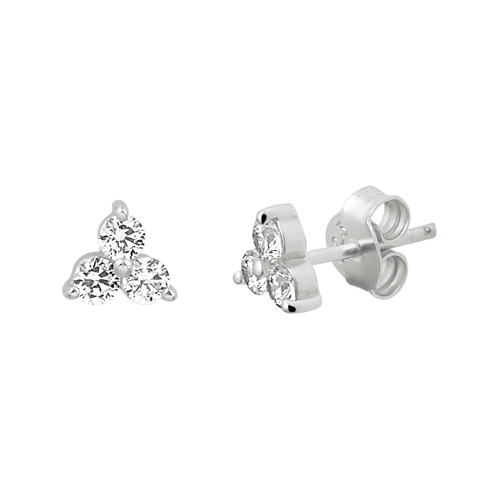 Oorknoppen zirkonia zilver gerhodineerd