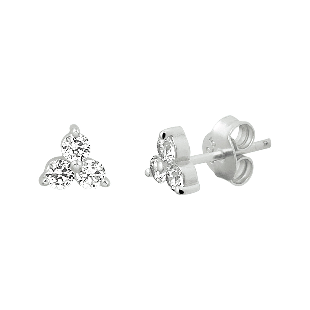 Oorknoppen zirkonia zilver gerhodineerd