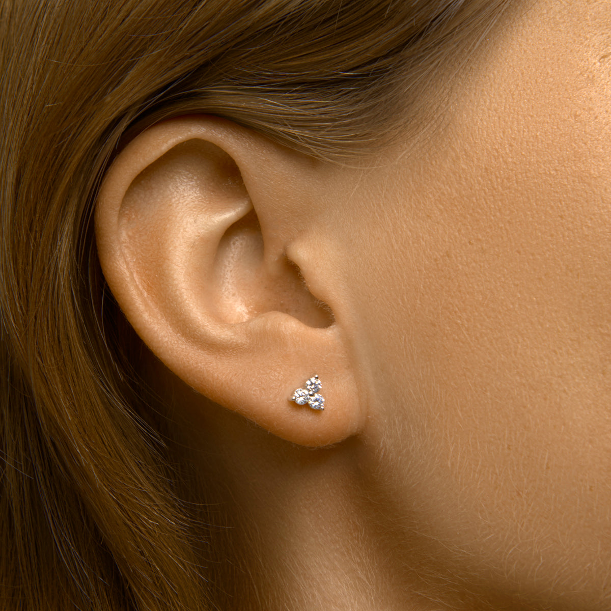 Oorknoppen zirkonia zilver gerhodineerd