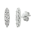 Oorknoppen zirkonia zilver gerhodineerd