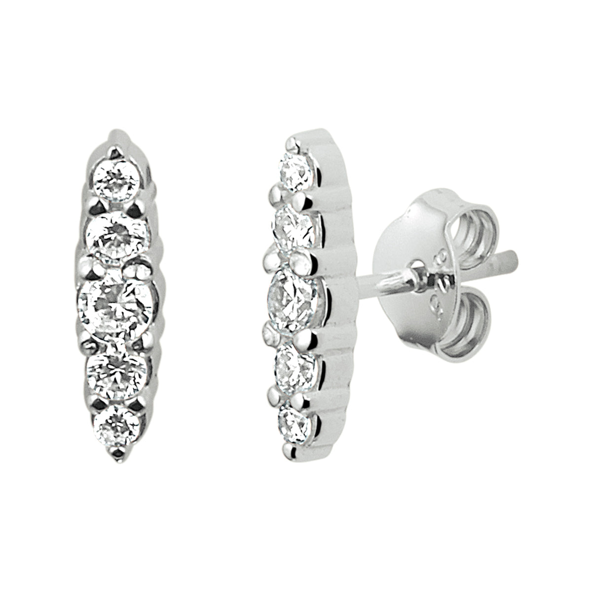 Oorknoppen zirkonia zilver gerhodineerd