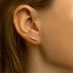 Oorknoppen zirkonia zilver gerhodineerd