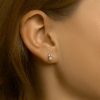 Oorknoppen parel en zirkonia zilver gerhodineerd