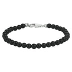 Kralenarmband onyx 4,5 mm 16 + 3 cm zilver gerhodineerd