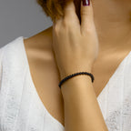 Kralenarmband onyx 4,5 mm 16 + 3 cm zilver gerhodineerd