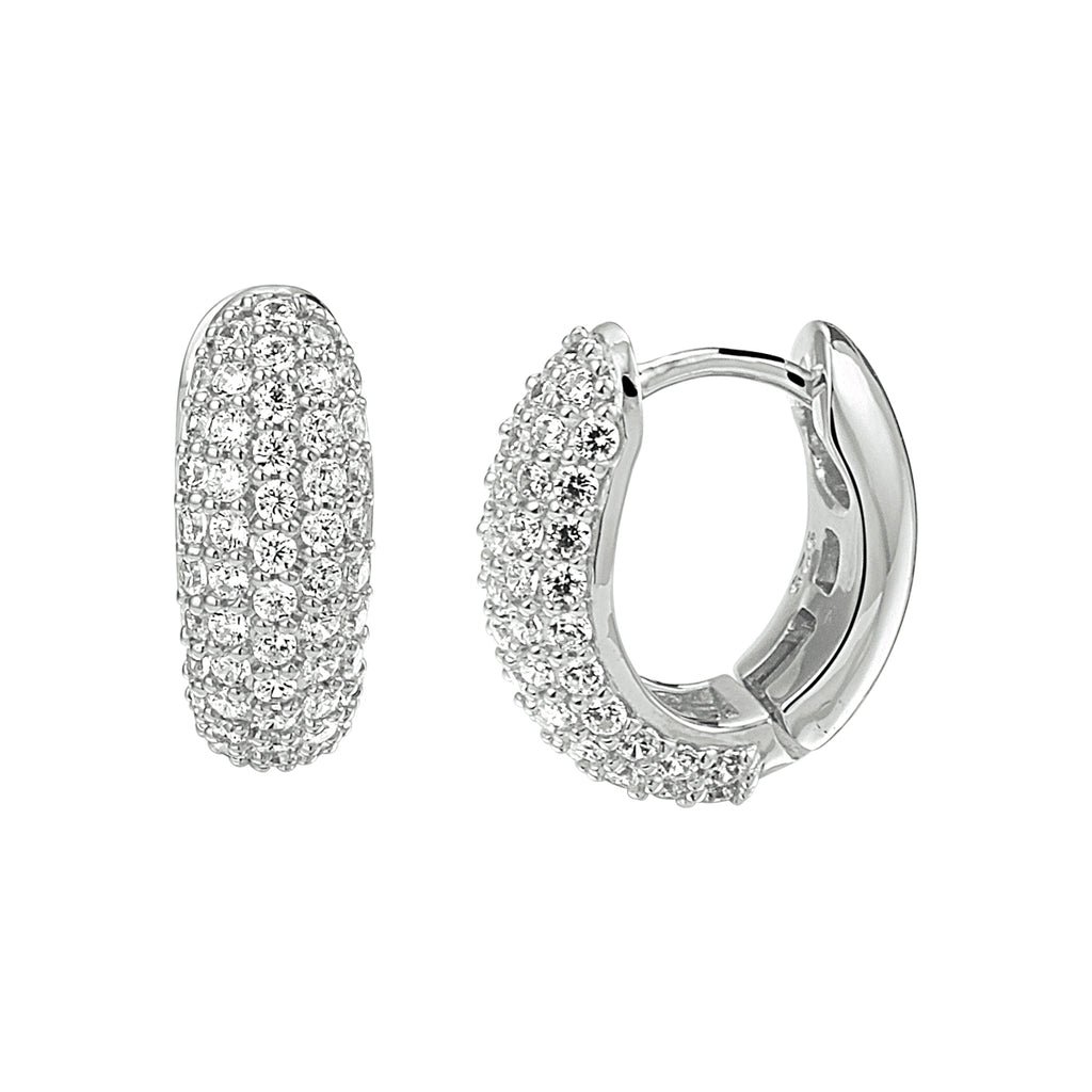 Klapoorringen zirkonia zilver gerhodineerd